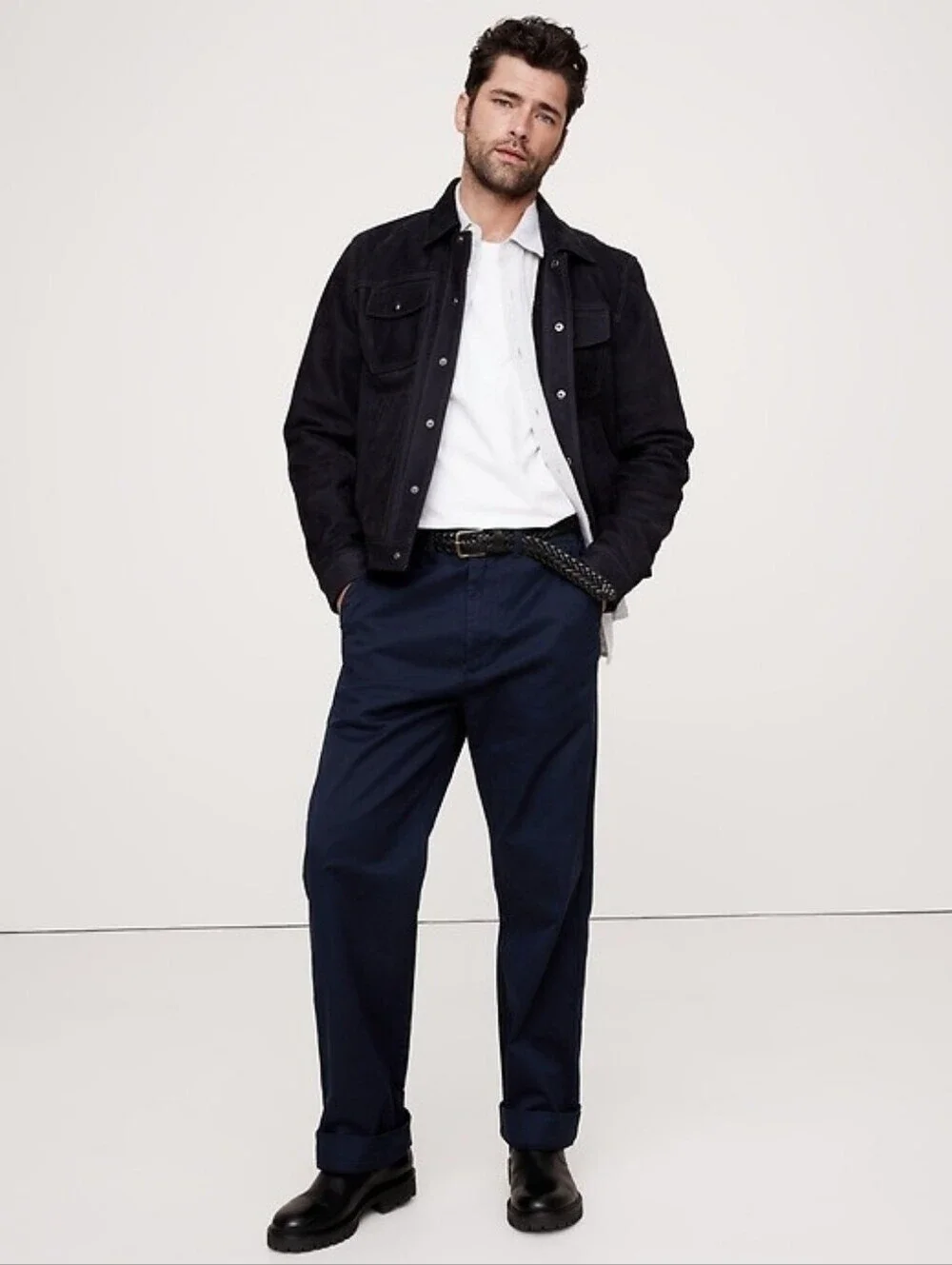 Banana Republic Men’s Relaxed Stretch Chino Pants Black 33x32 Work Casual NWT
